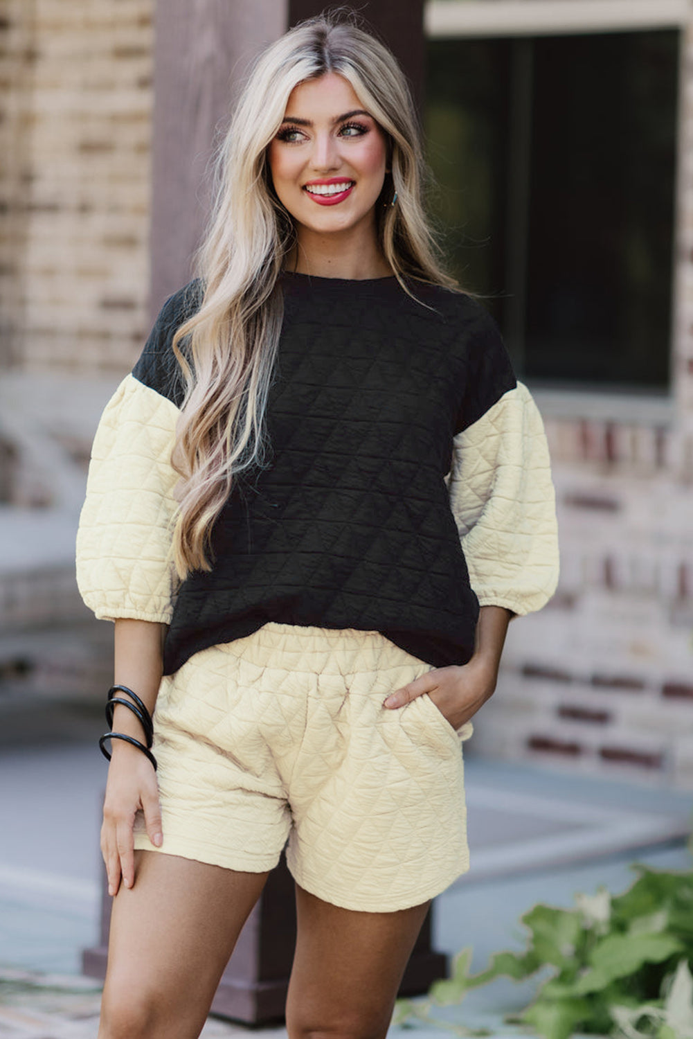 Dark Grey Solid Quilted Pullover and Pants Outfit