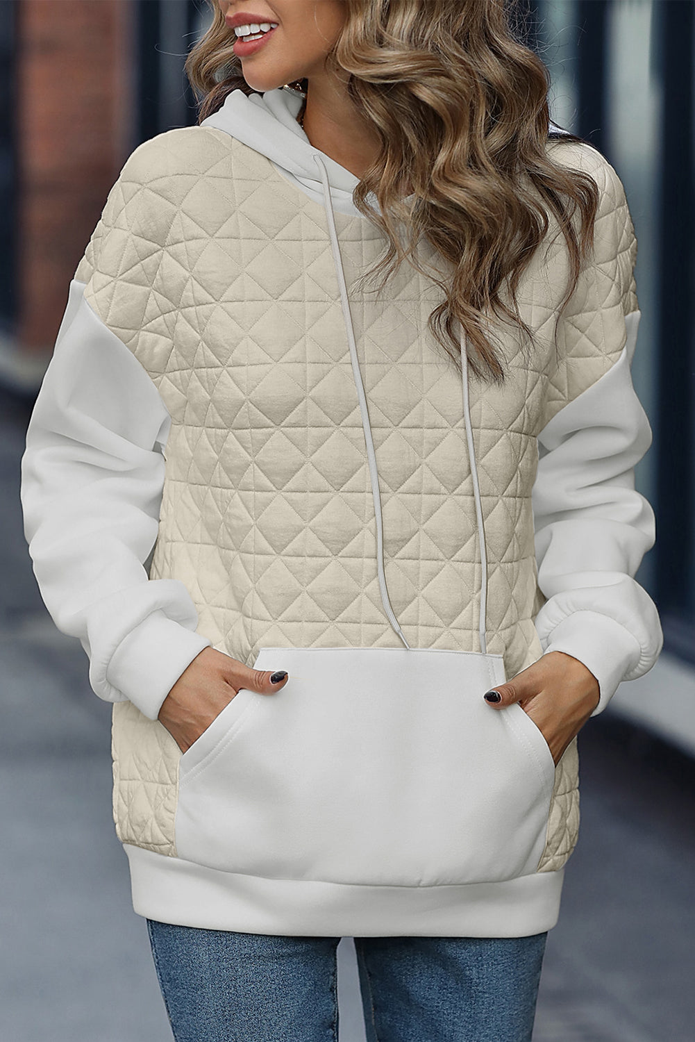 Dark Grey Solid Quilted Pullover and Pants Outfit
