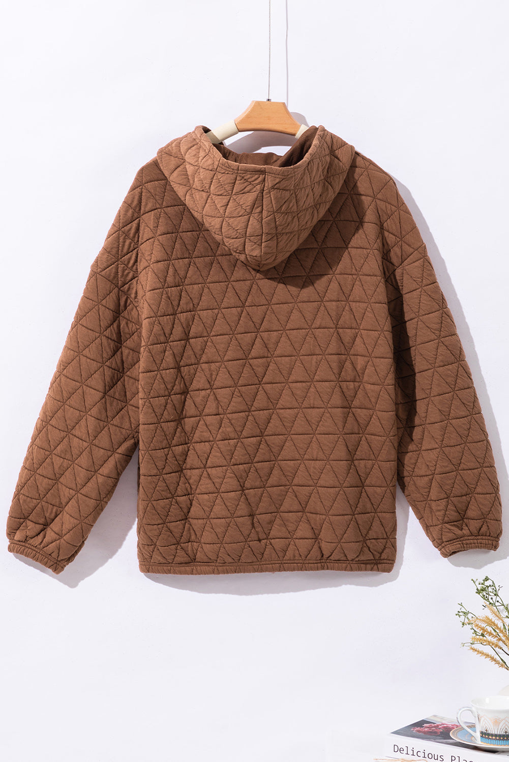 Dark Grey Solid Quilted Pullover and Pants Outfit