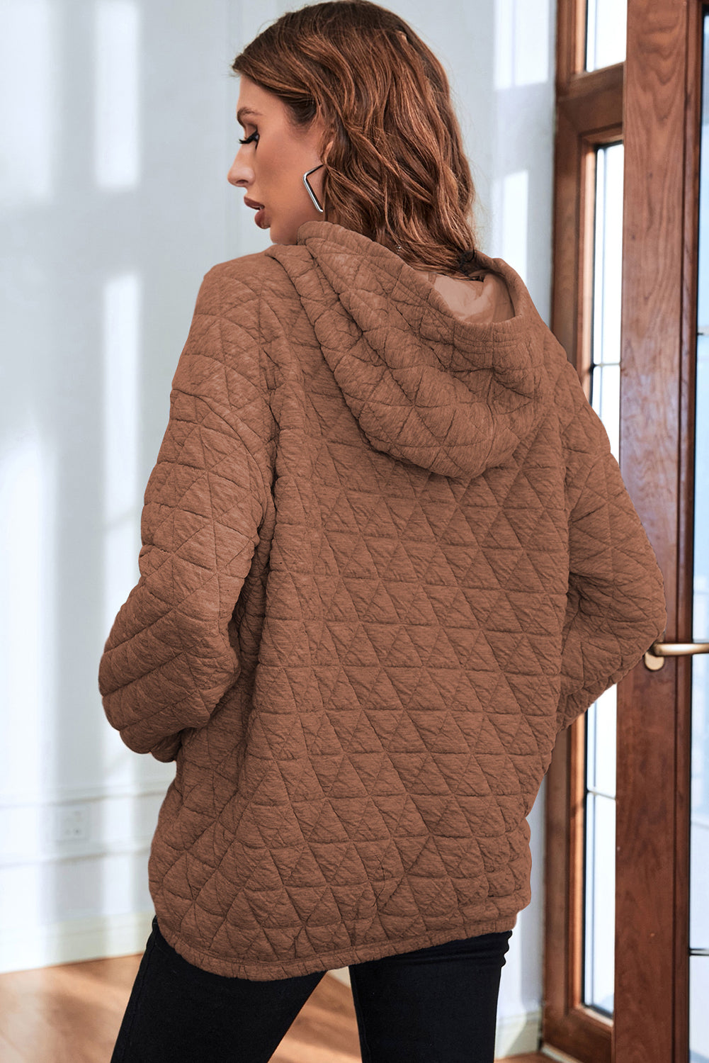 Dark Grey Solid Quilted Pullover and Pants Outfit