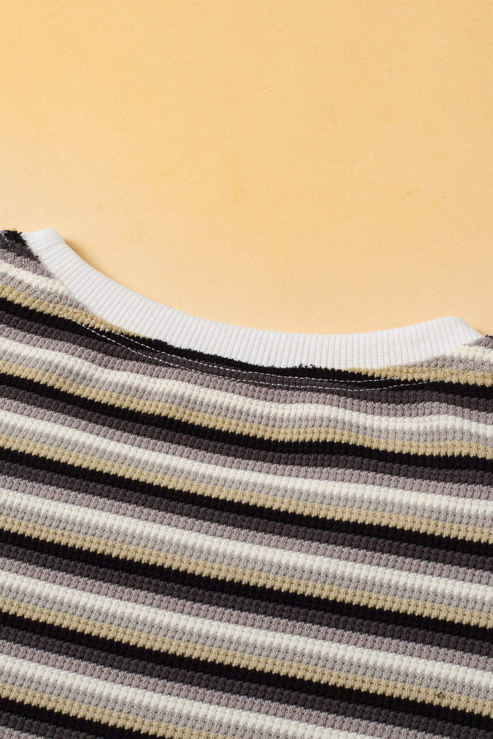 Yellow Stripe Rainbow Tee Tasseled String Wide Leg Pants Set