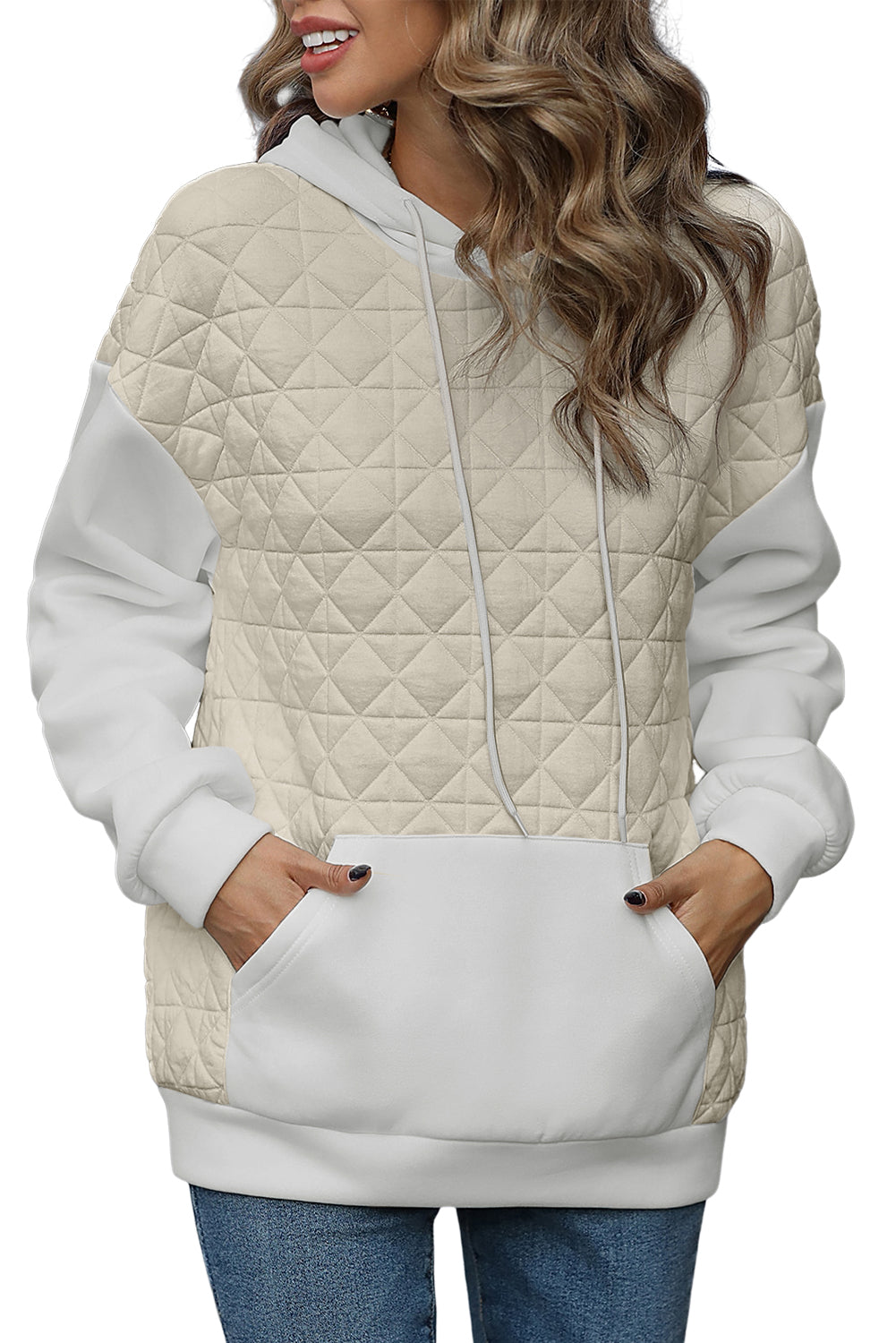 Dark Grey Solid Quilted Pullover and Pants Outfit