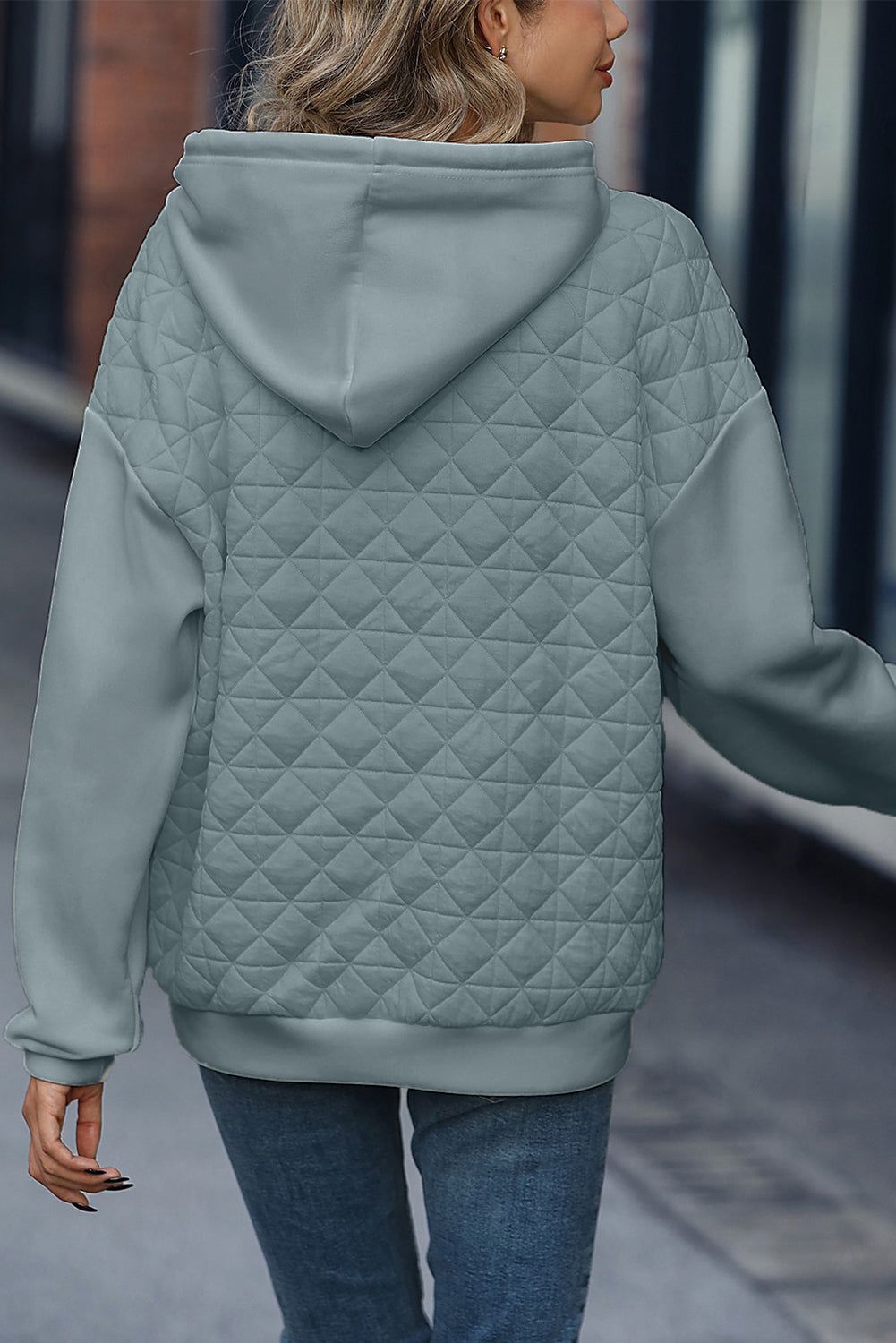 Dark Grey Solid Quilted Pullover and Pants Outfit