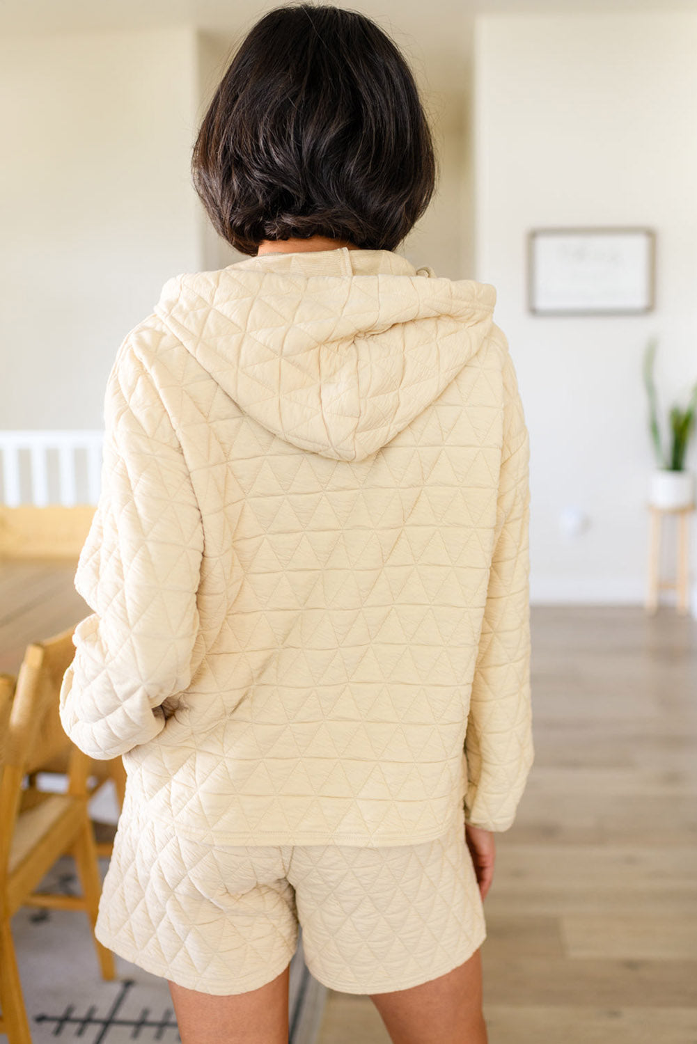 Dark Grey Solid Quilted Pullover and Pants Outfit