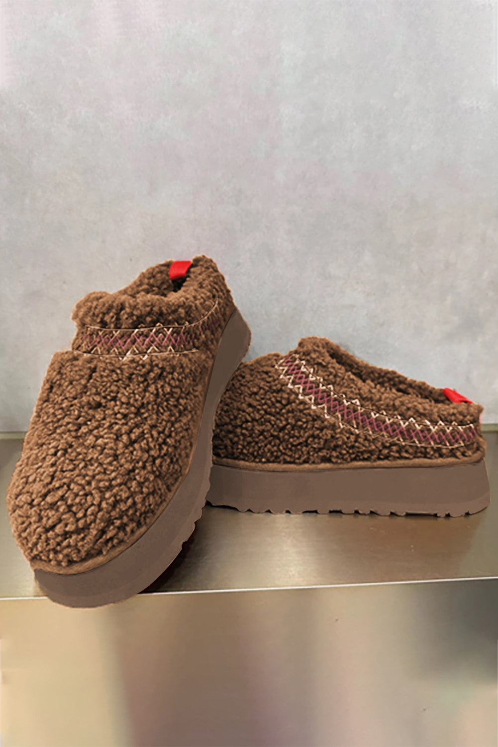 Embroidered Plush Slippers