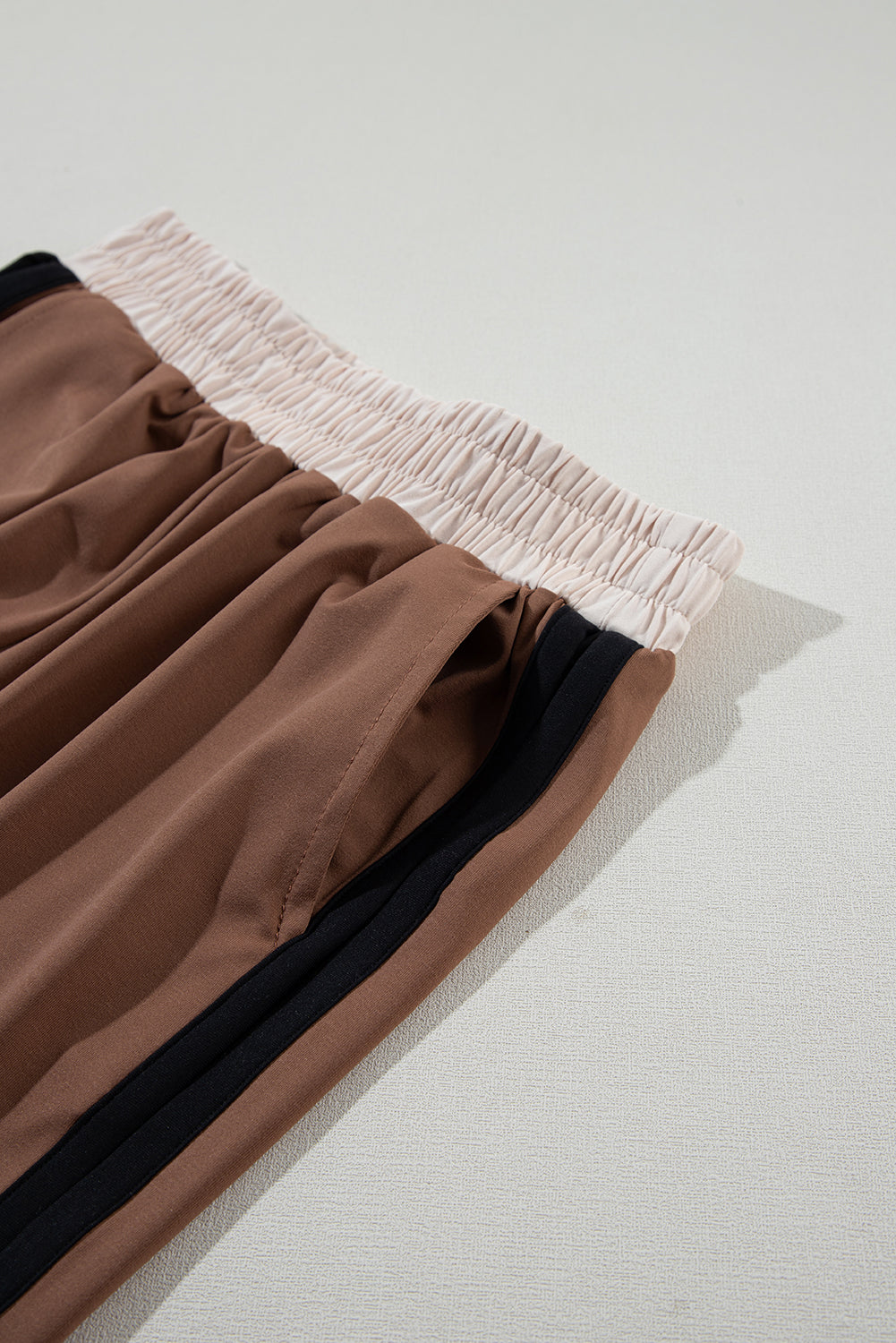 Black Color Block Detail Casual Two-piece Outfit