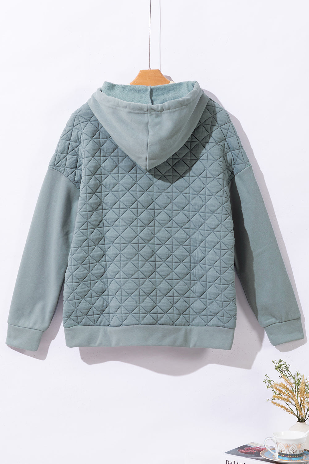Dark Grey Solid Quilted Pullover and Pants Outfit