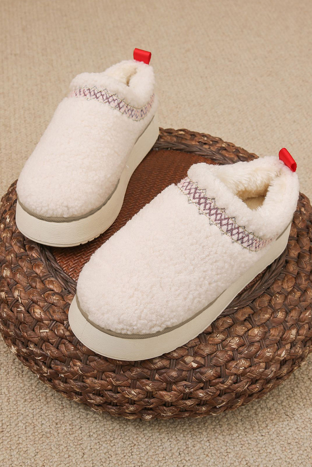 Embroidered Plush Slippers
