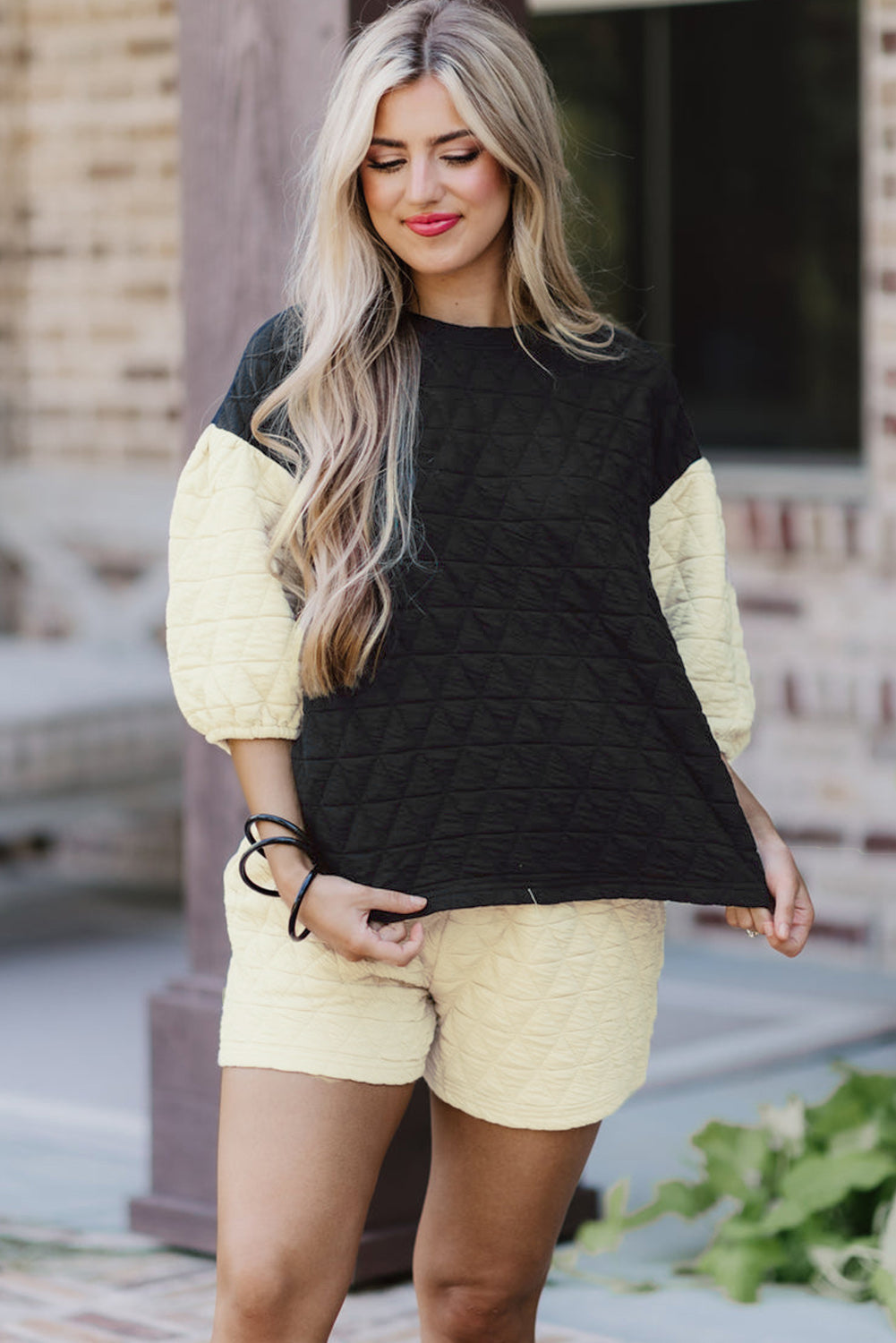 Dark Grey Solid Quilted Pullover and Pants Outfit