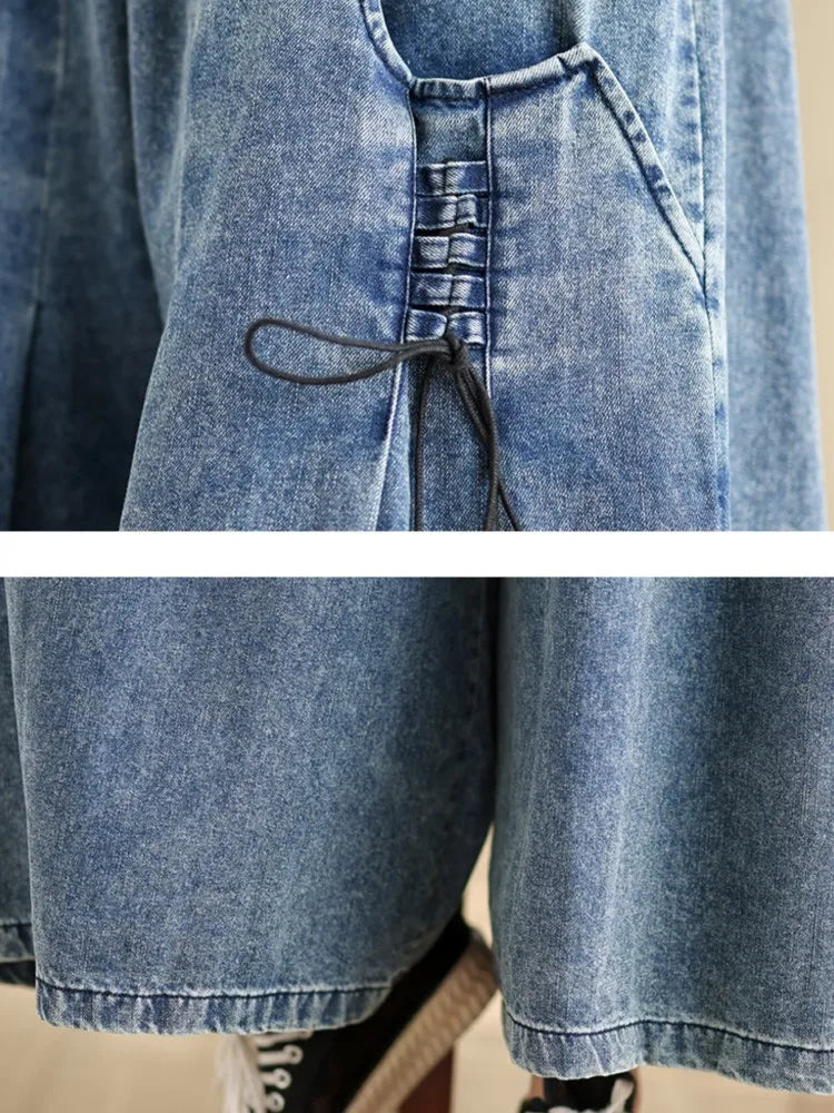 Oversized Wide Leg Elastic Waist Jeans