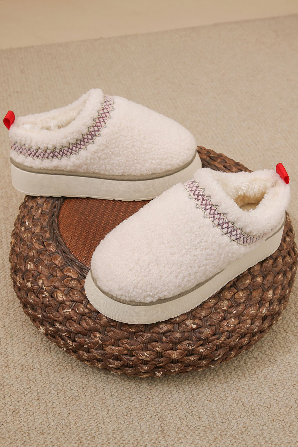 Embroidered Plush Slippers