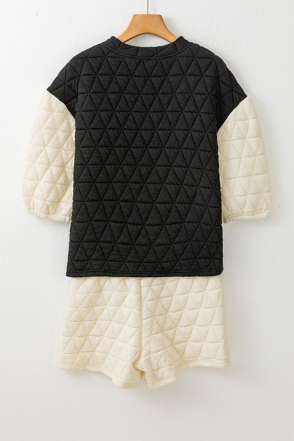 Dark Grey Solid Quilted Pullover and Pants Outfit