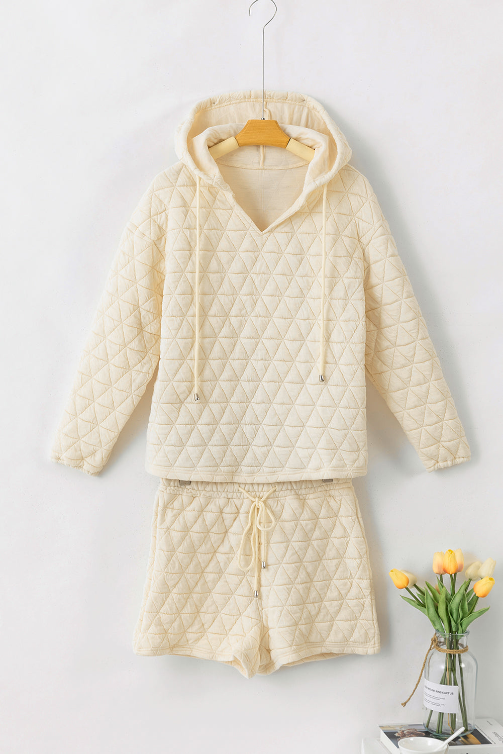 Dark Grey Solid Quilted Pullover and Pants Outfit
