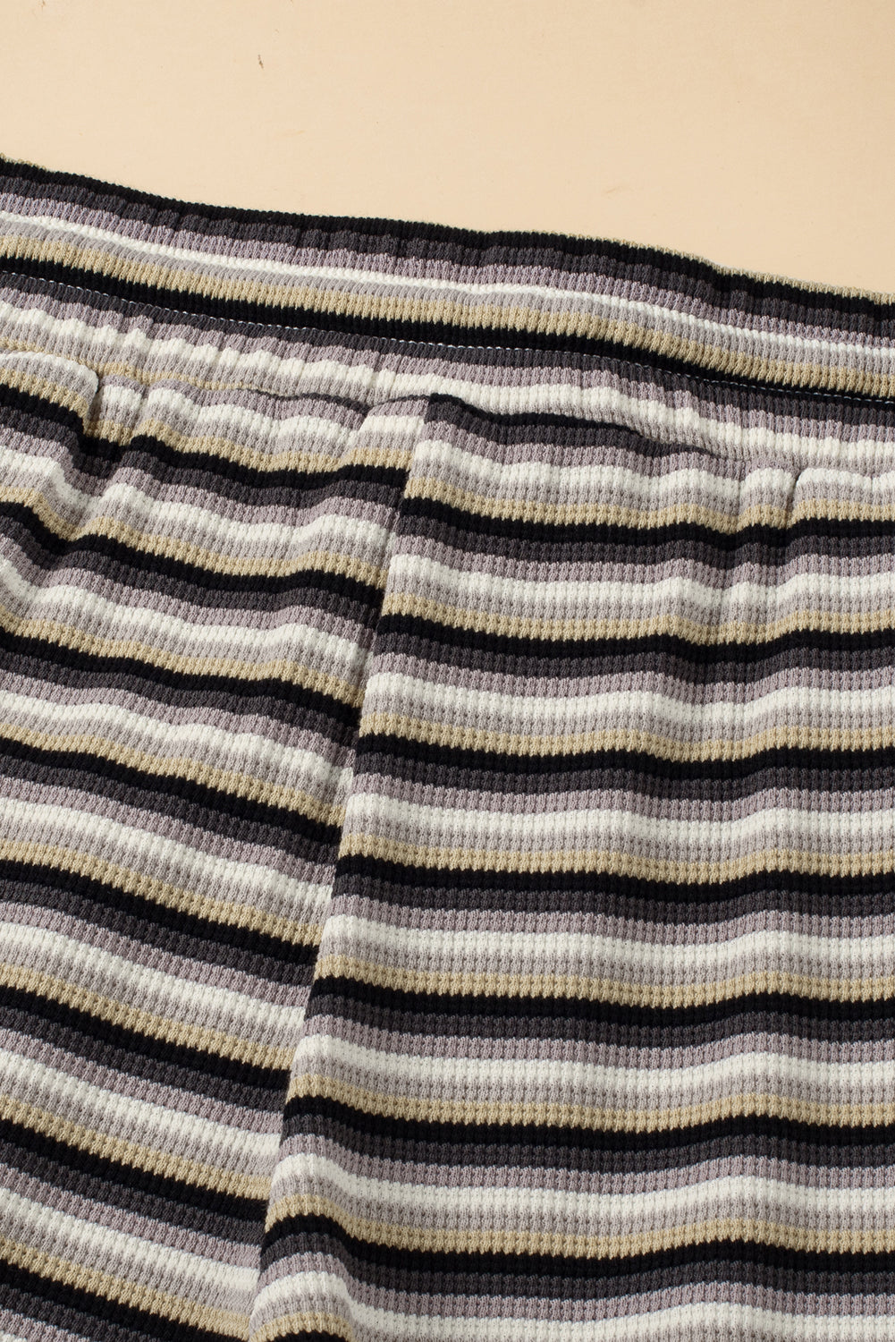 Yellow Stripe Rainbow Tee Tasseled String Wide Leg Pants Set