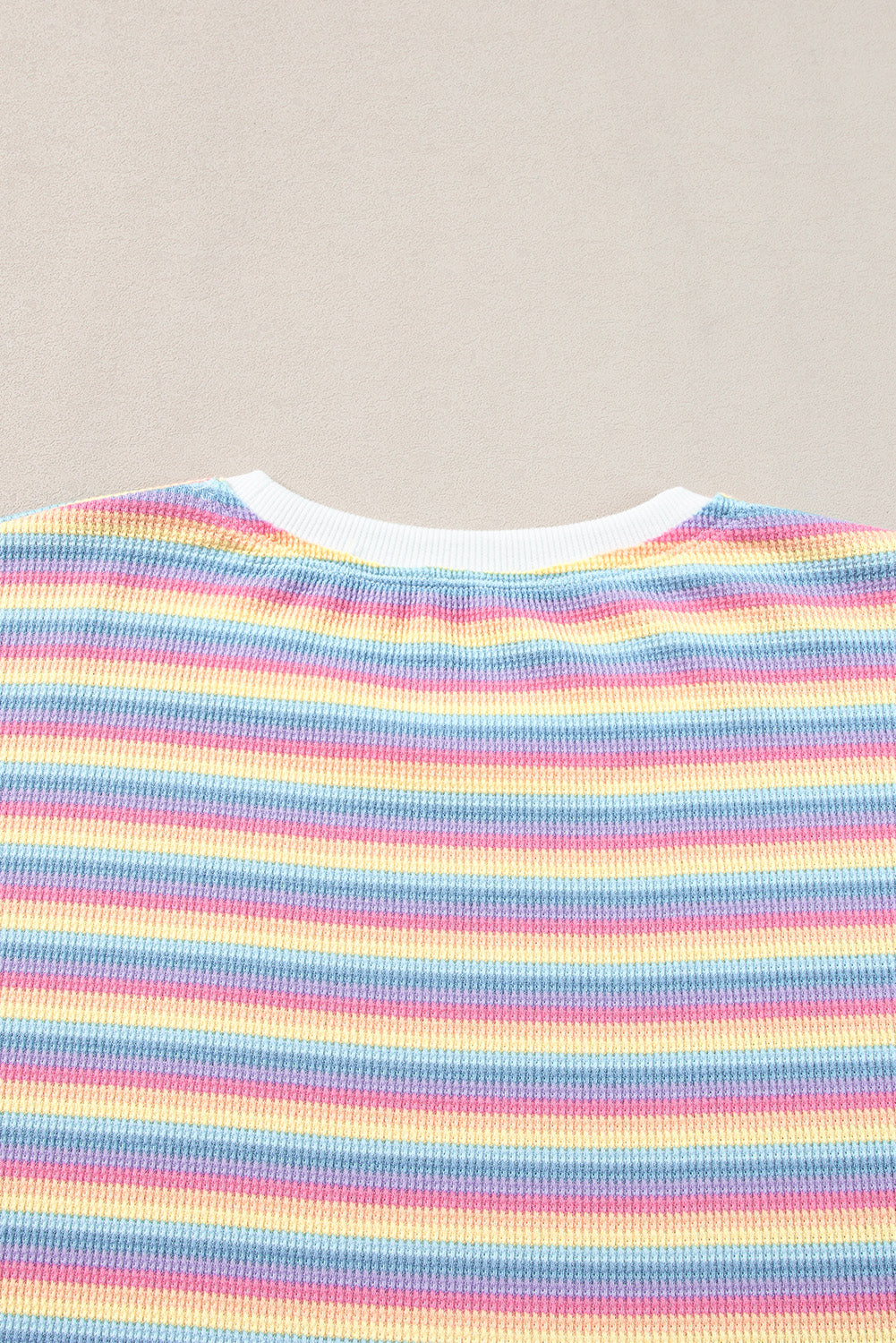 Yellow Stripe Rainbow Tee Tasseled String Wide Leg Pants Set