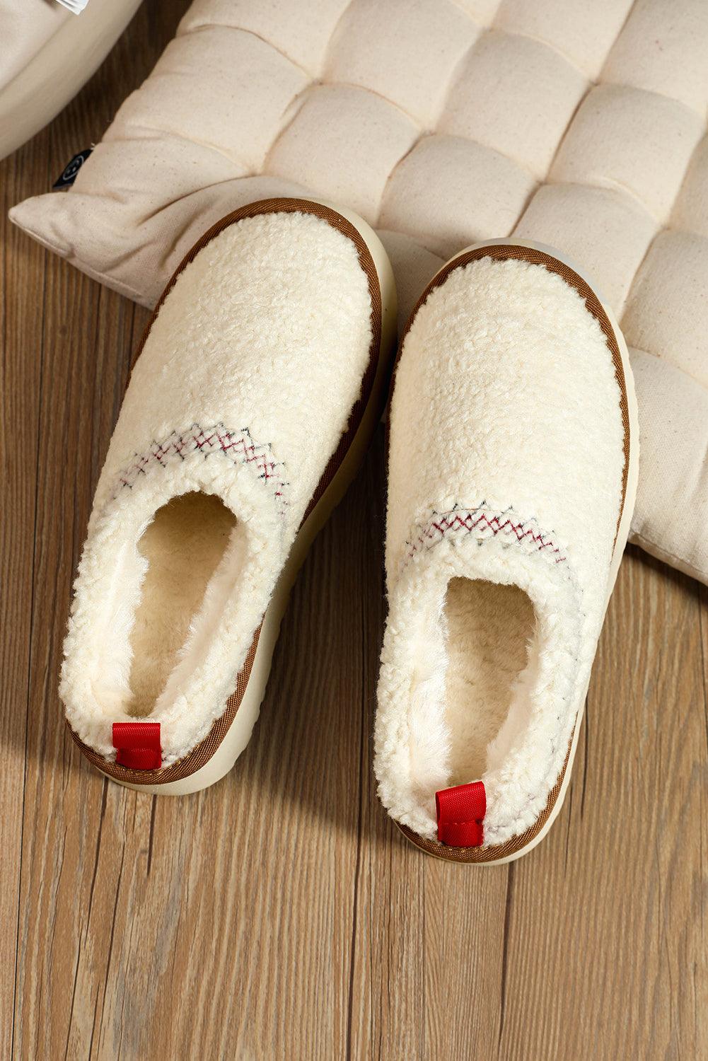Embroidered Plush Slippers