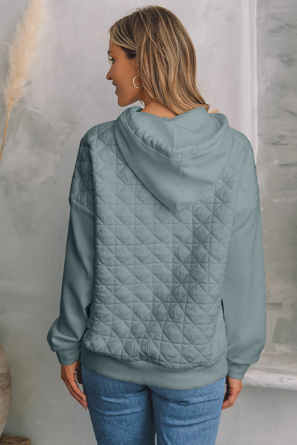 Dark Grey Solid Quilted Pullover and Pants Outfit