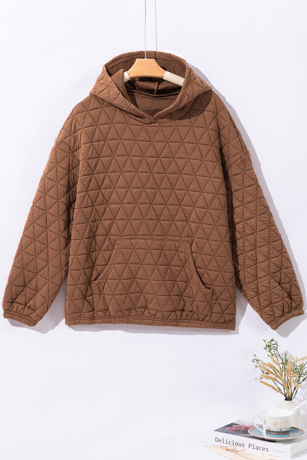 Dark Grey Solid Quilted Pullover and Pants Outfit