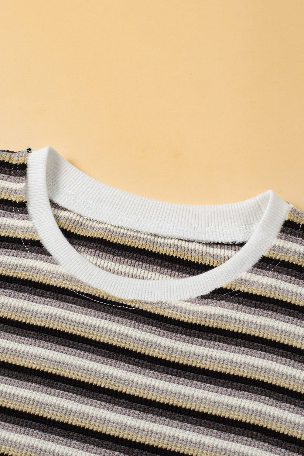 Yellow Stripe Rainbow Tee Tasseled String Wide Leg Pants Set
