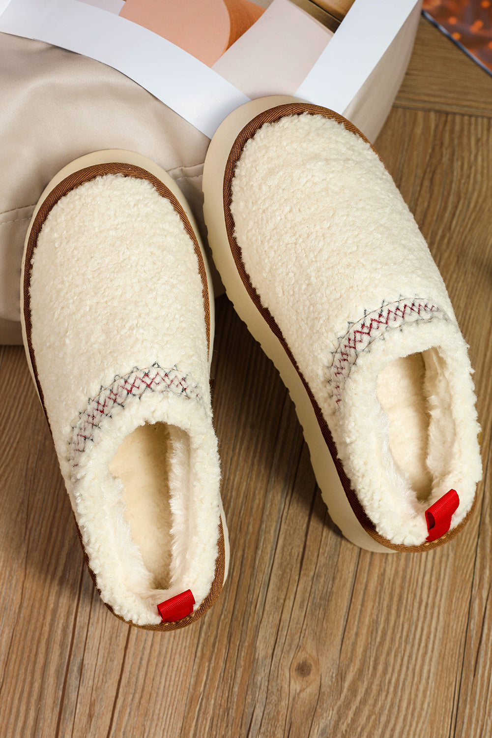 Embroidered Plush Slippers