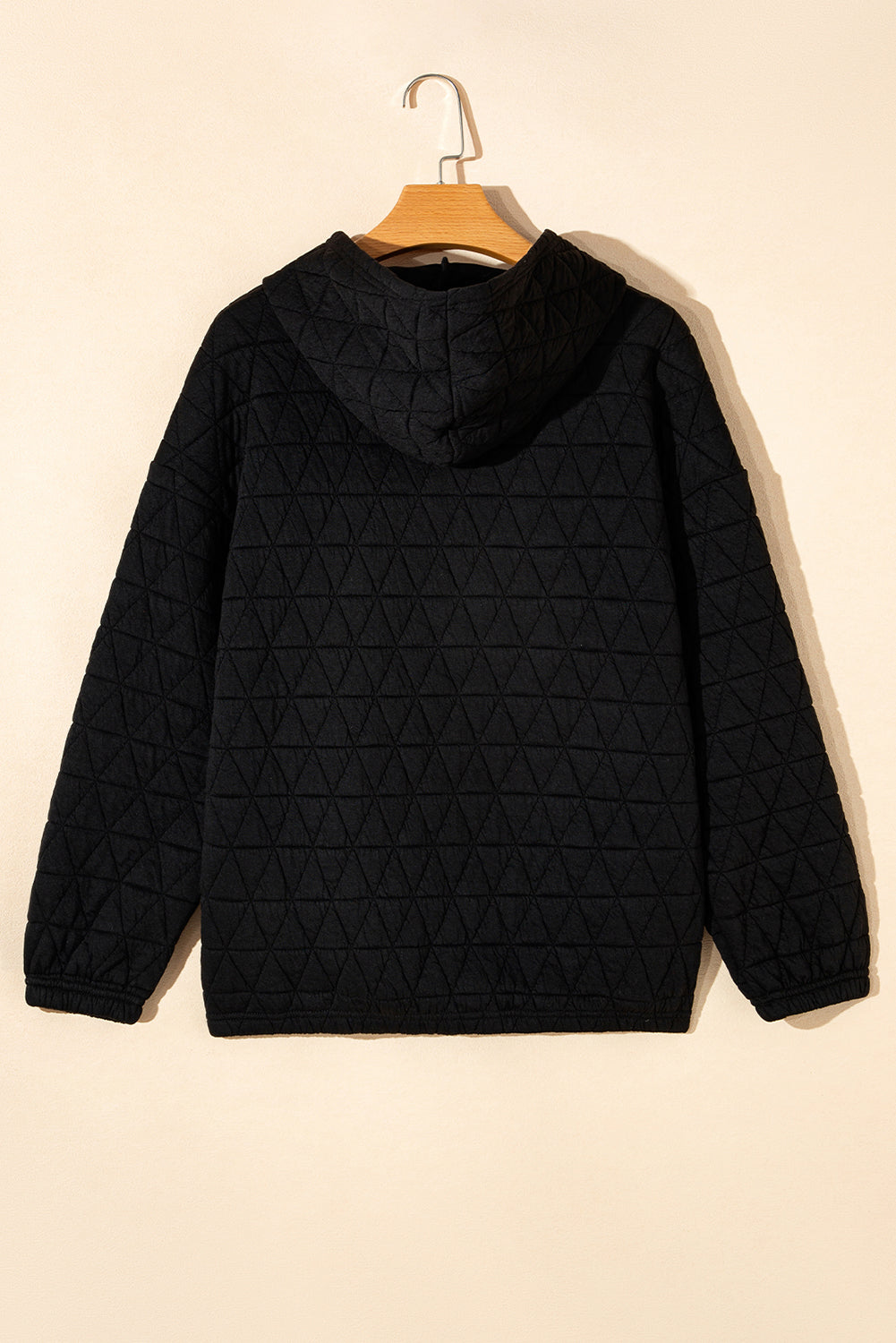 Dark Grey Solid Quilted Pullover and Pants Outfit