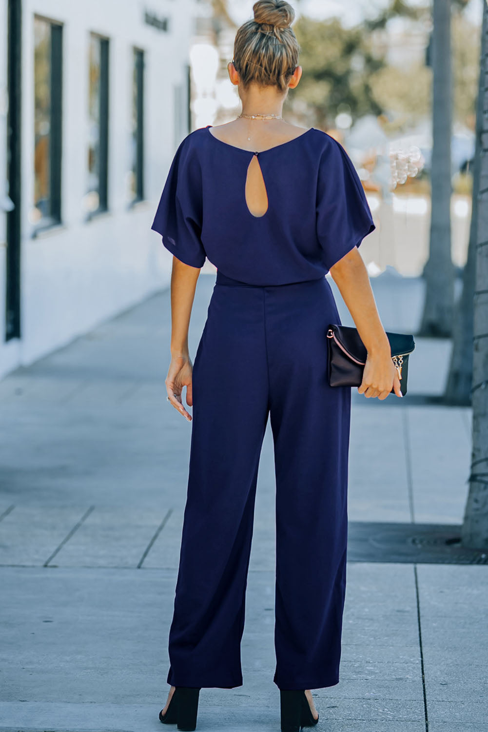 Fiery Red Belted Wide Leg Jumpsuit