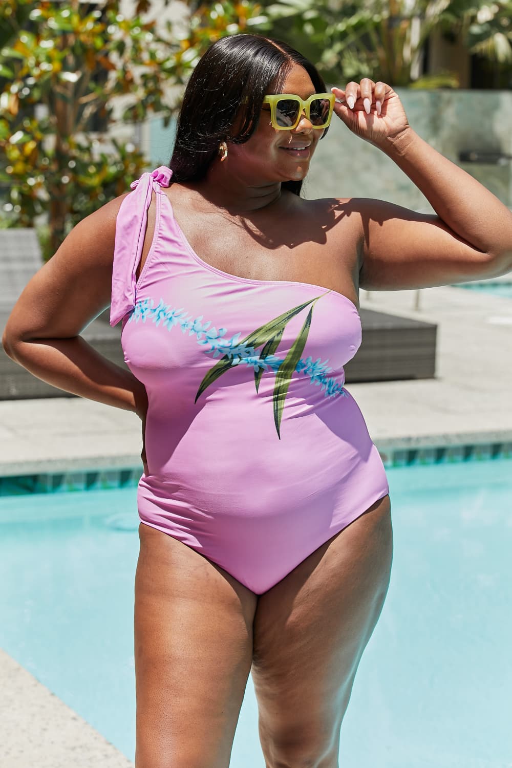 One Shoulder Swimsuit in Carnation Pink