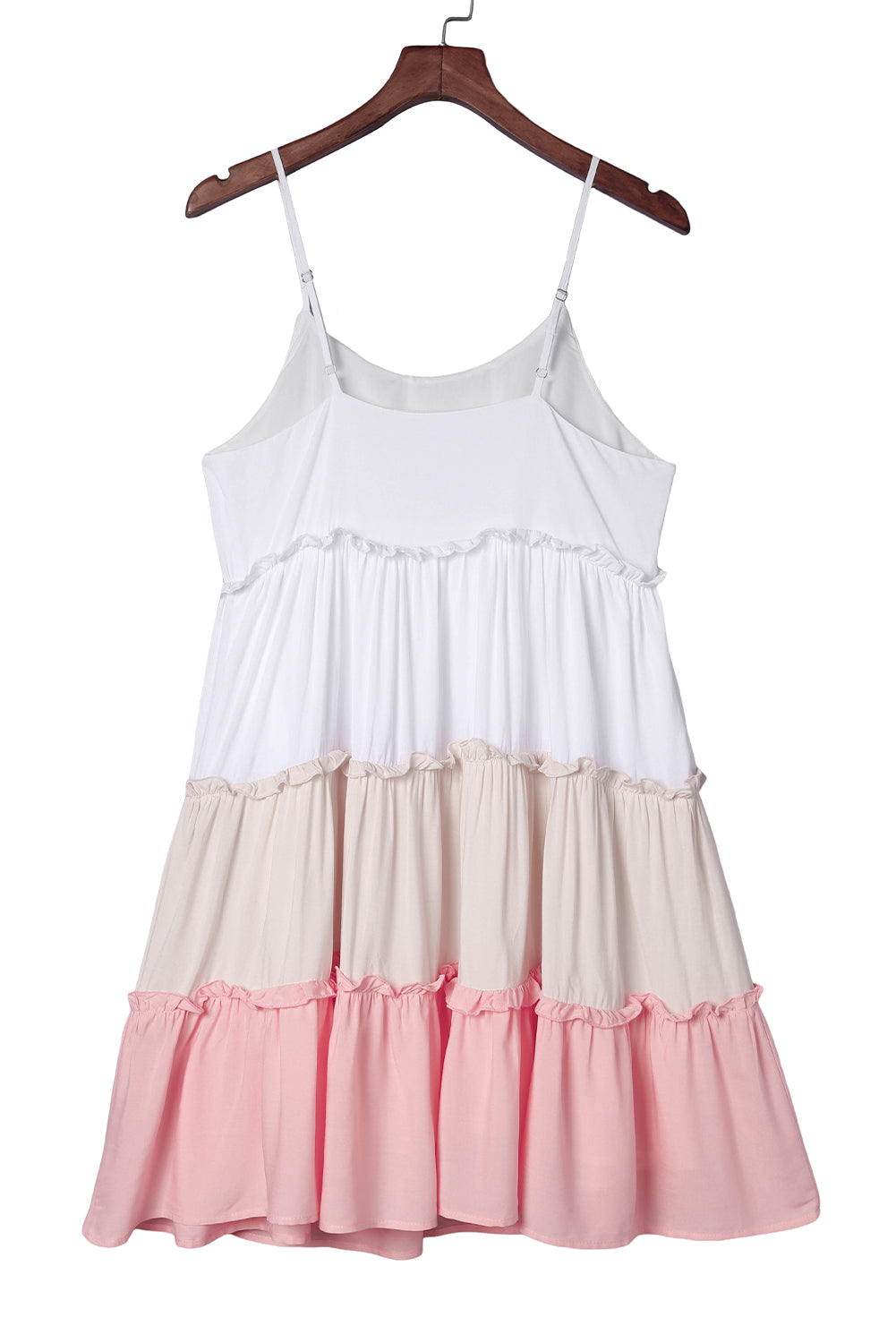 Pink Tie Button V Neck Short Flowy Sleeve Tiered Dress