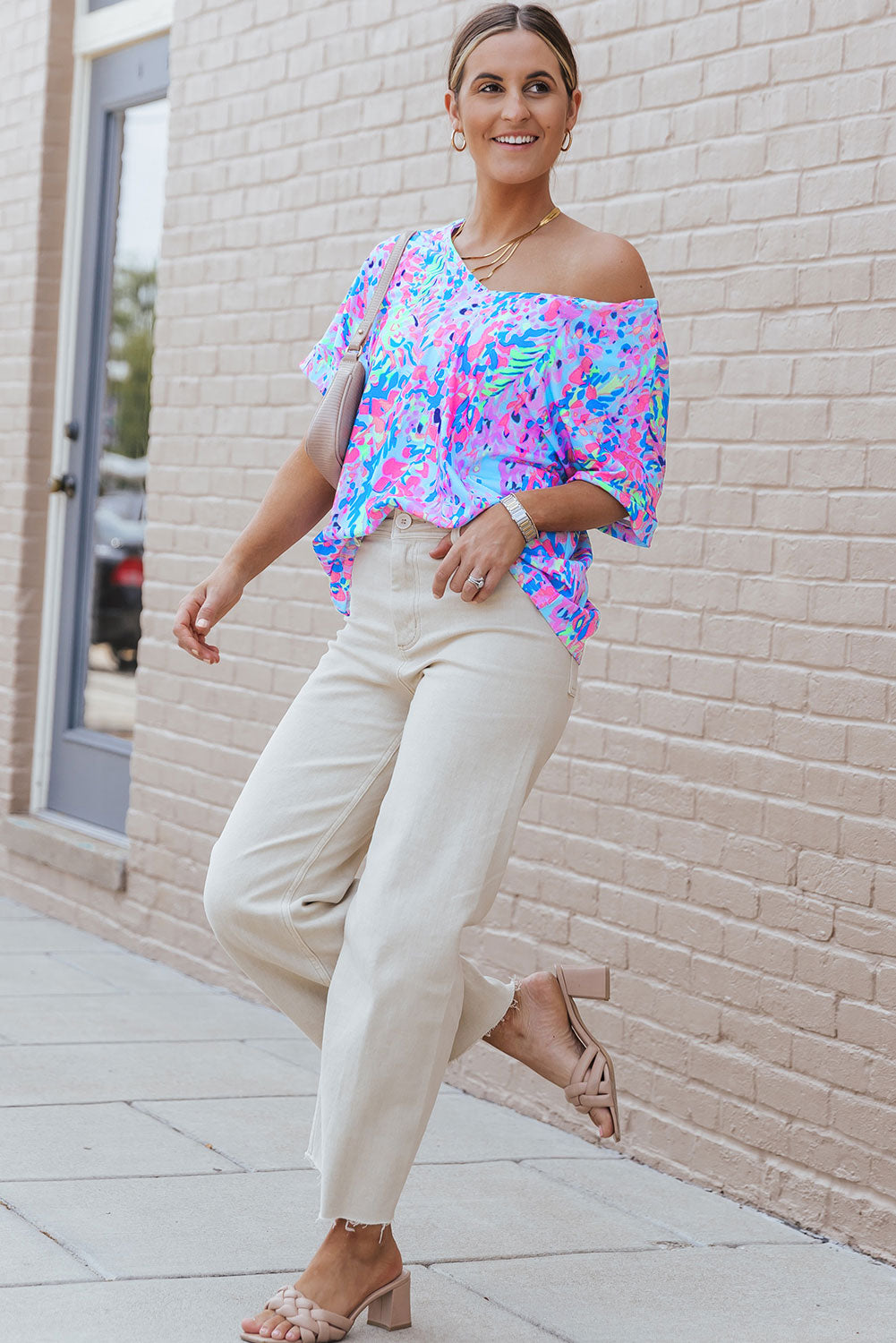 Purple Abstract Floral Print Sleeveless Maxi Dress