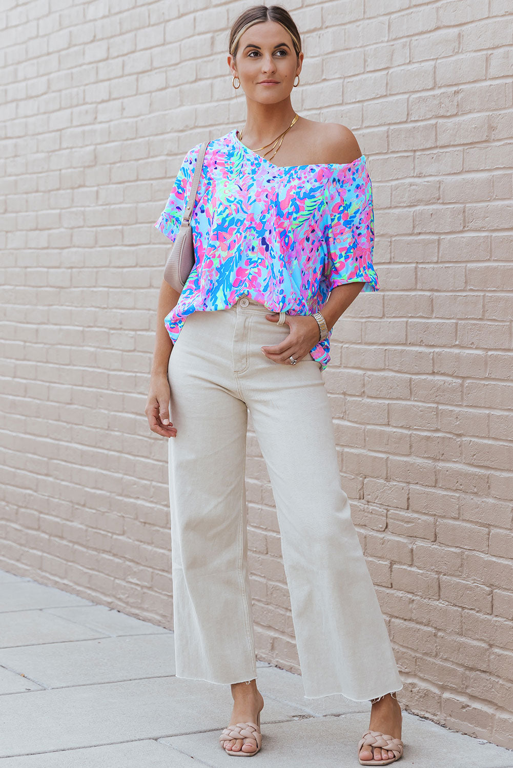 Purple Abstract Floral Print Sleeveless Maxi Dress