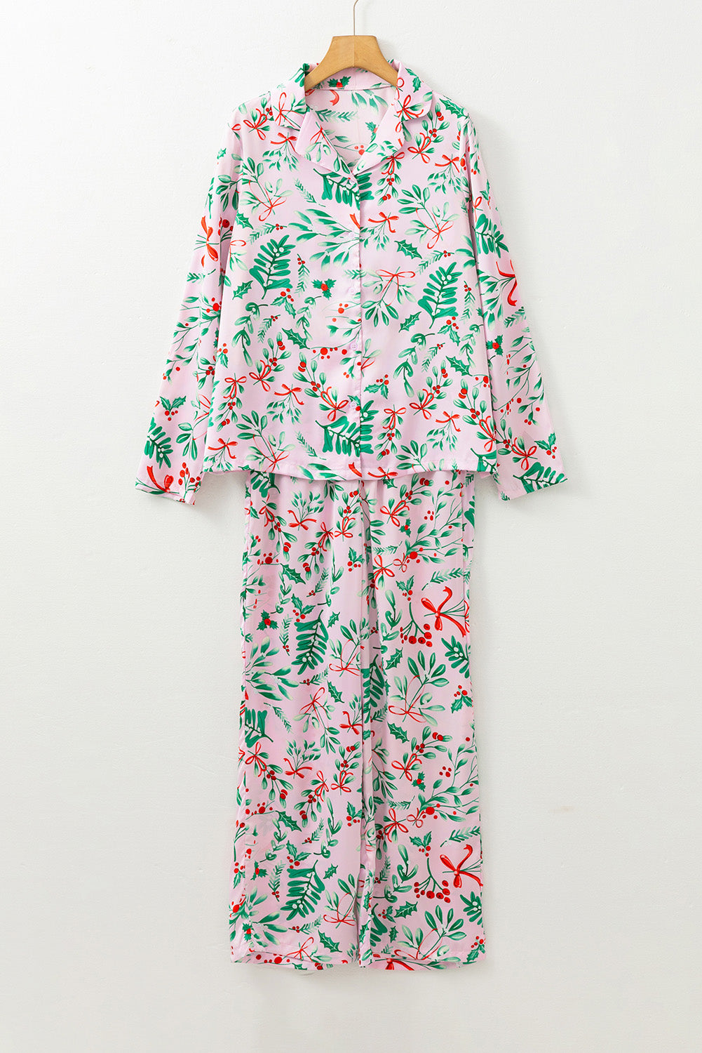 Pink Christmas Berries Plant Pajama Set