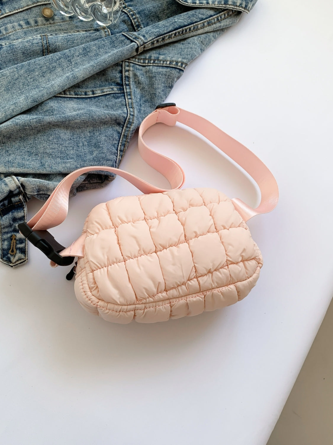 Bubble Texture Adjustable Strap Crossbody Bag