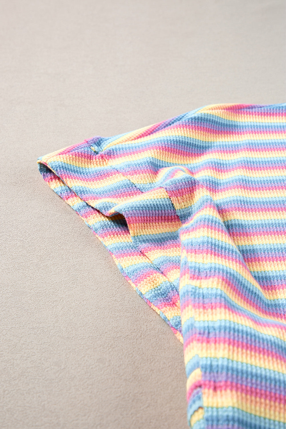Yellow Stripe Rainbow Tee Tasseled String Wide Leg Pants Set