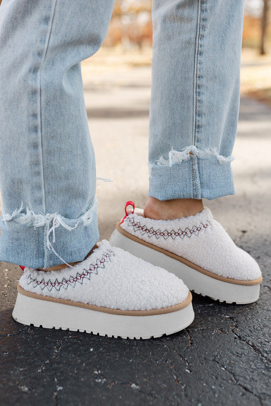 Embroidered Plush Slippers