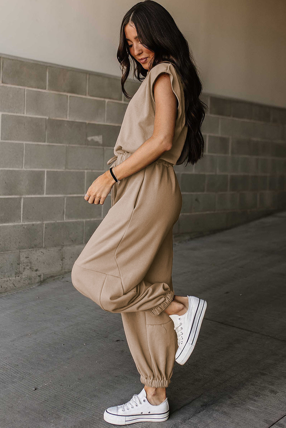Cap Sleeve Open Back Jumpsuit