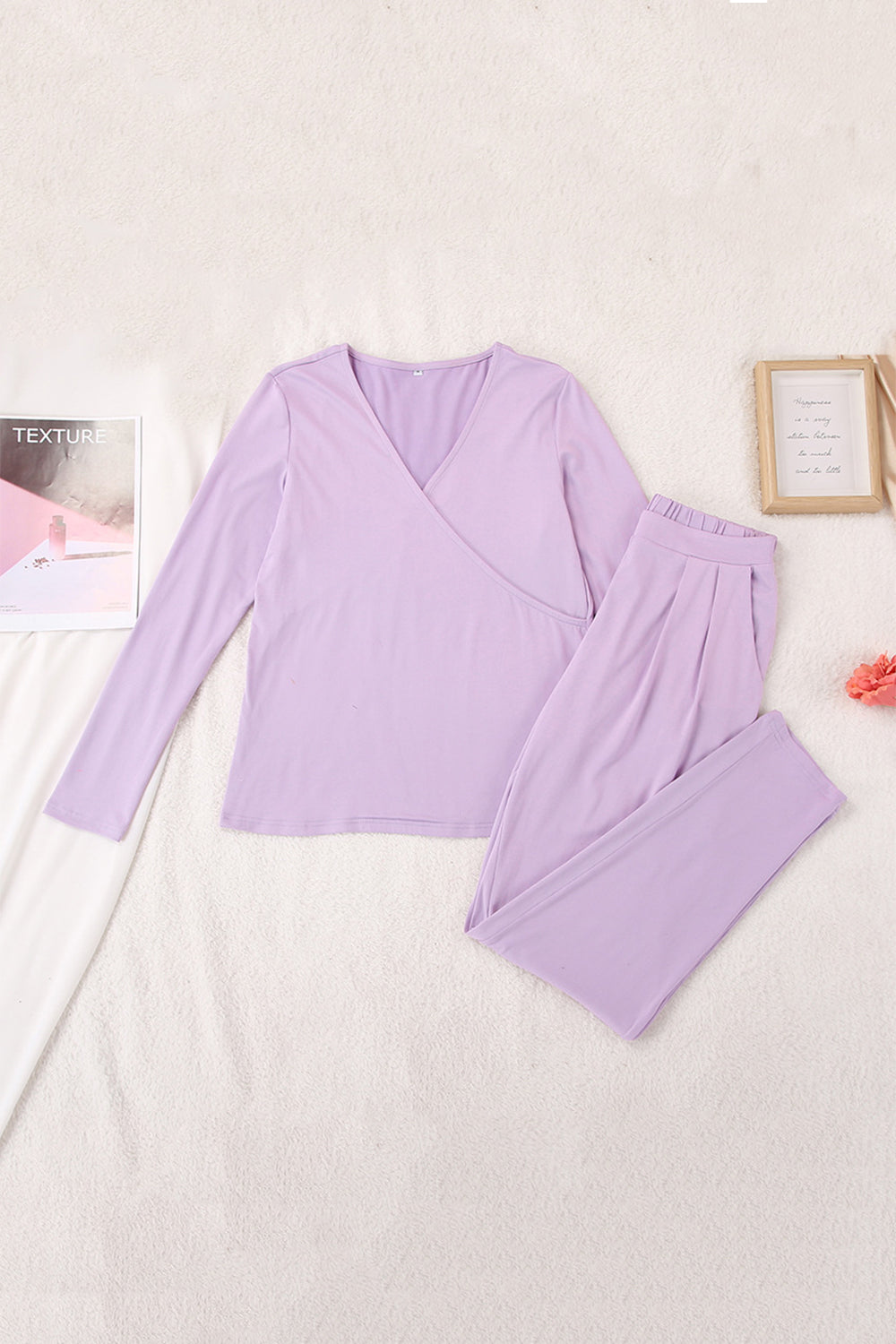 Buttery-Soft Surplice Long Sleeve Top and Pants Set