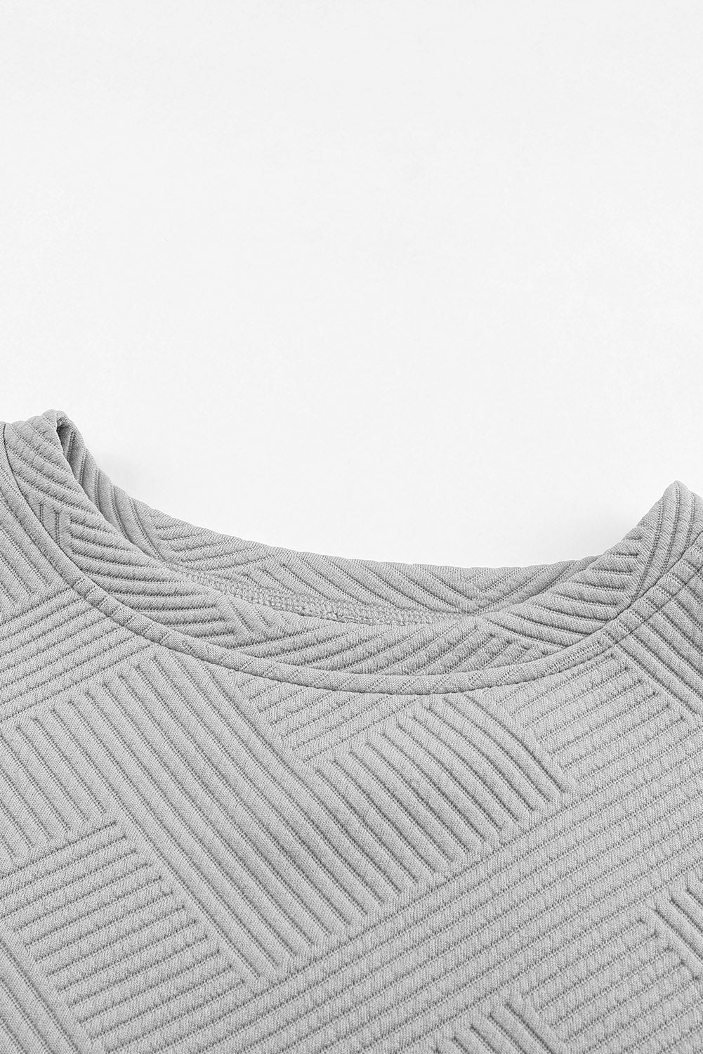 Gray Textured Loose Fit T Shirt and Drawstring Pants Set