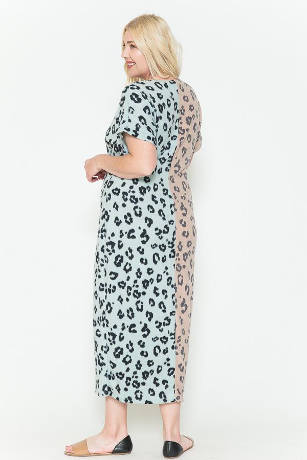 Front Slit Dolman Leopard Print Maxi Dress