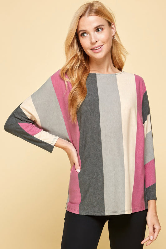 Striped Dolman Sleeves Top