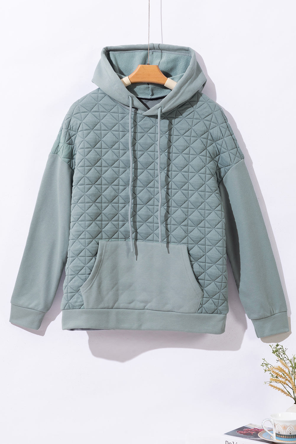 Dark Grey Solid Quilted Pullover and Pants Outfit