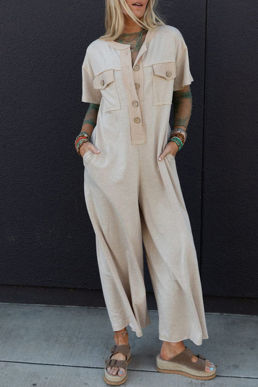 Chest Pockets Wide Leg Jumpsuit