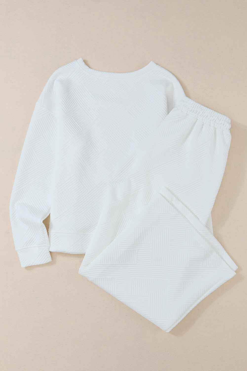 Gray Textured Loose Fit T Shirt and Drawstring Pants Set