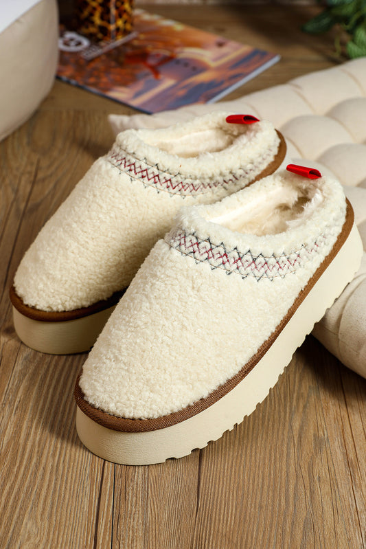 Embroidered Plush Slippers