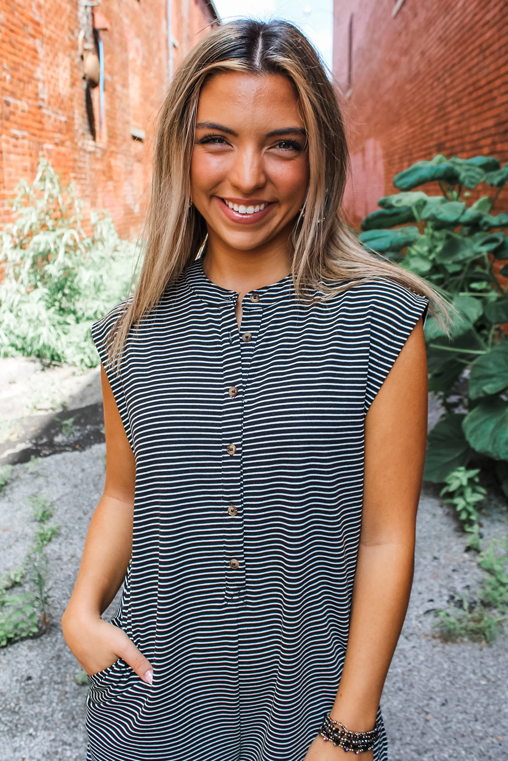 Striped Print Wide Leg Jumpsuit