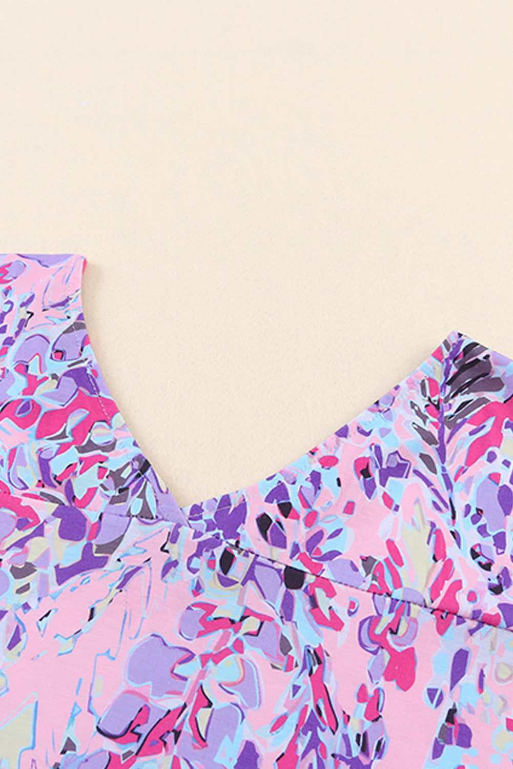 Purple Abstract Floral Print Sleeveless Maxi Dress