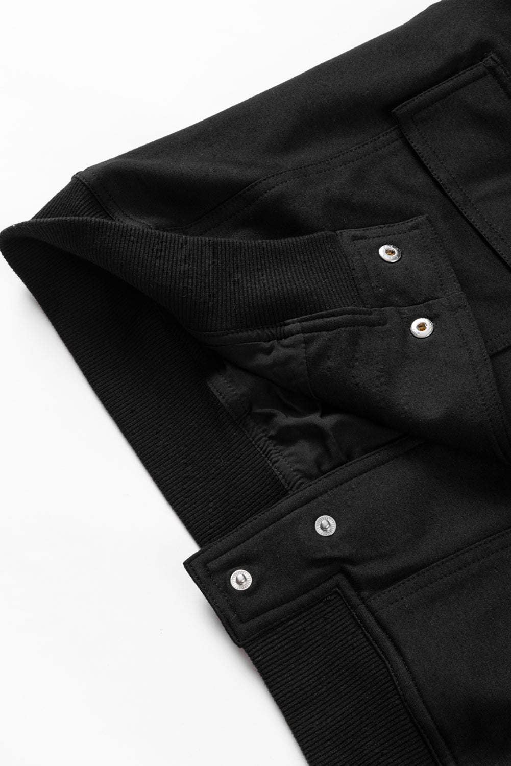 Black Big Pockets Baseball Collar Jacket