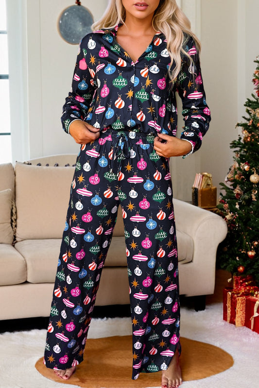 Christmas Lights Print Pajama Set