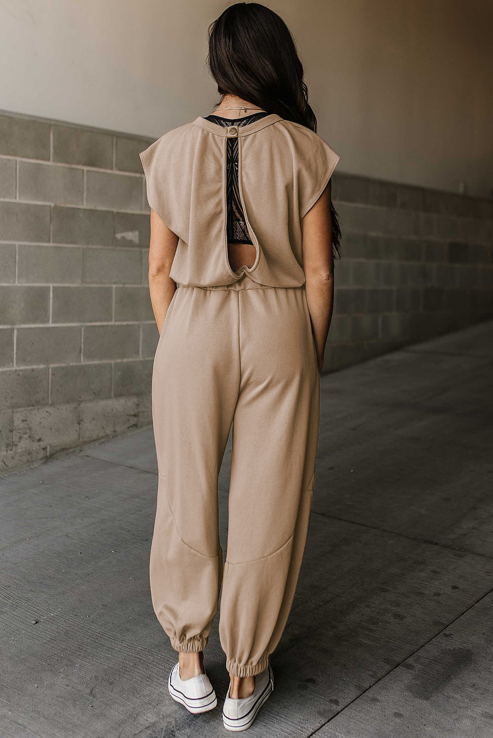 Cap Sleeve Open Back Jumpsuit