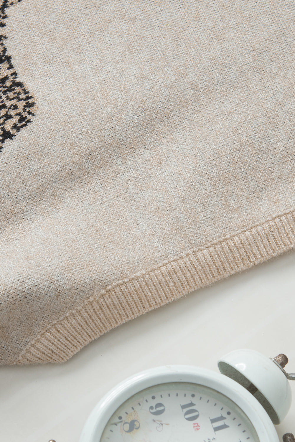 Oatmeal Patch Pocket Ribbed Knit Short Sleeve Sweater Dress
