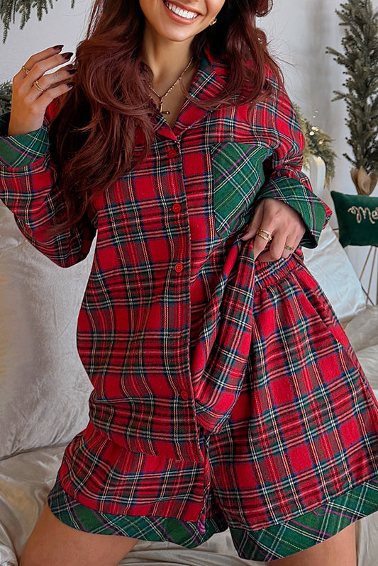 Red Plaid Christmas 2pcs Pajama Set